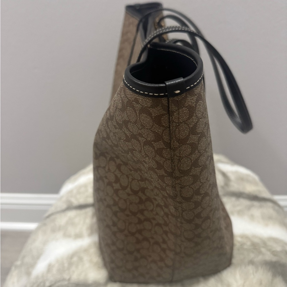 Coach Signature Brown and Black Tote - Picture 3 of 4